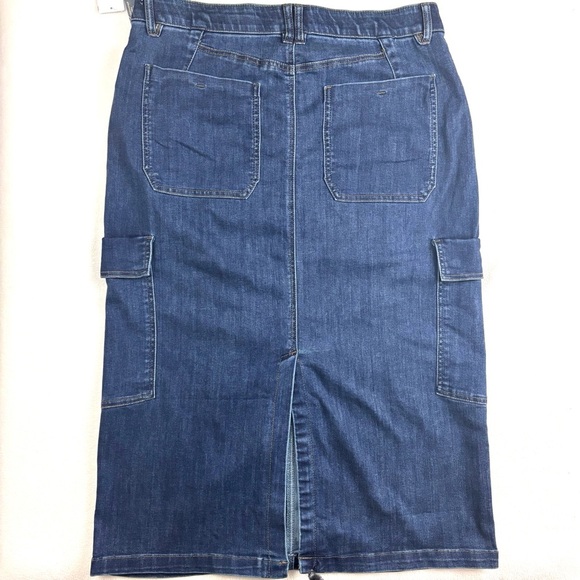 NWT Democracy 90’s Dark Denim Powermesh Cargo Stretch Support Midi Skirt (16) - Picture 4 of 14